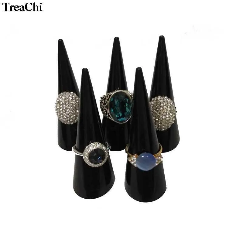 5Pcs/Lot Fashion Acrylic Finger Ring Holder 3 Color Clear White Black Mini Cone Ring Organizer Display Holder Shelf Stand