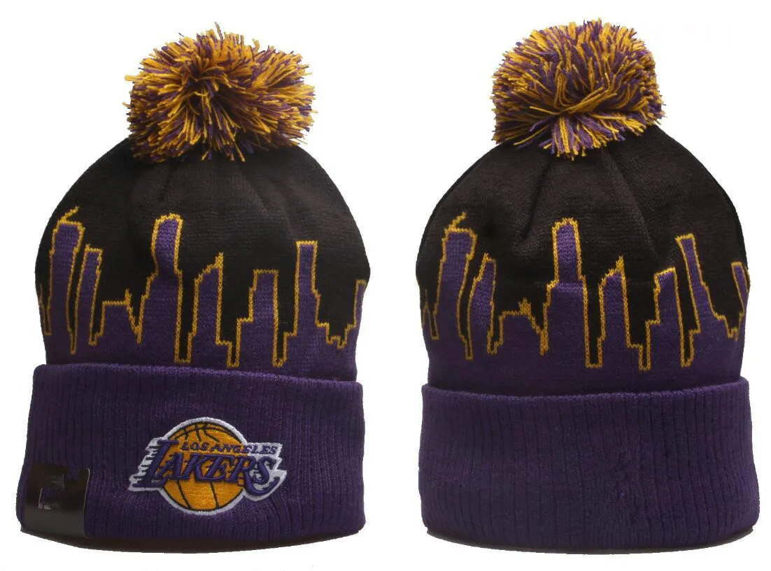 Herenpetten Los Angeles Mutsen Lakers beanie Hoeden Alle 32 Teams Gebreid Omboorden Pom Gestreept Zijlijn Wol Warm USA College Sport Gebreide muts Hockeypet Voor Dames a13