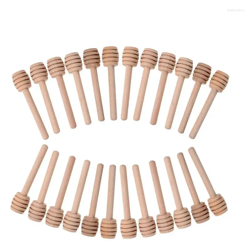 Löffel 24PCS Mini Holz Honig Dipper Rührstäbe Dipper Extractor für Glas Kaffee Milch Tee Rührstab Küchenwerkzeuge