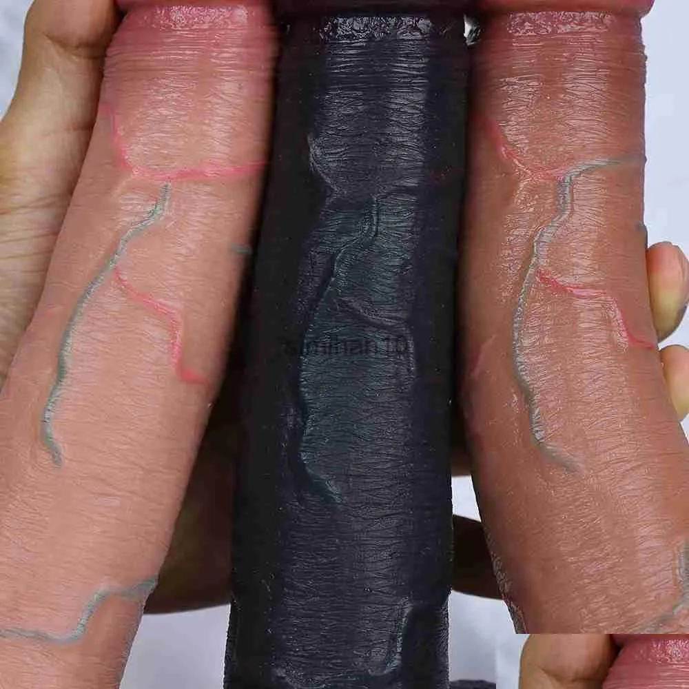 Andere Massageartikel Dildos/Dongs Neue weiche realistische Venen Kleiner Dildo Sile Cock Masturbatoren Doppelschicht Penis Frauen Analspielzeug Saugnapf Dh5Su