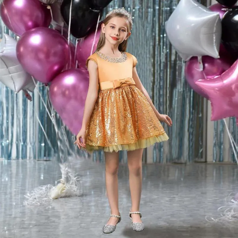 女の子のドレスかわいい花の小さな女の子の子供用ドレス子供のための子供衣装ビーズウェディングレースプリンセスバースデーパーティー