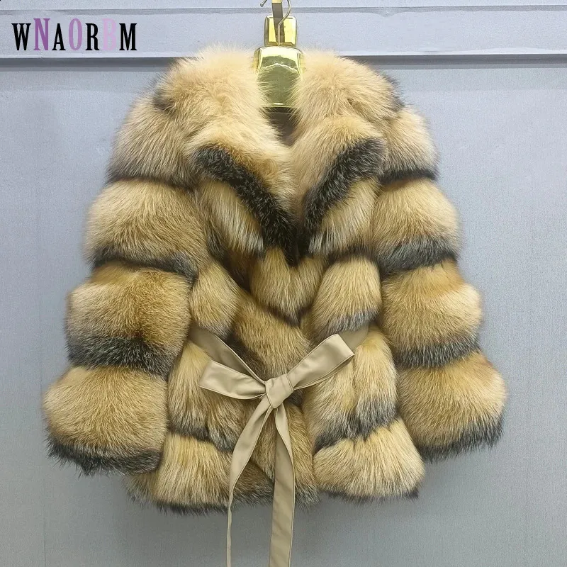 Damen Pelz Faux 100 Naturpelzmantel High-End-Mode Winter warm Länge 75 cm anpassbare Ärmel abnehmbar Real 231109