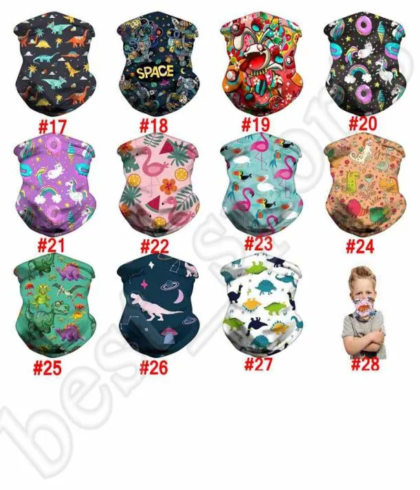 Crianças máscara facial dos desenhos animados dinossauro flamingo crianças máscara protetora lenço mágico bandana bandana turbante ciclismo ao ar livre máscaras cyz2533806346