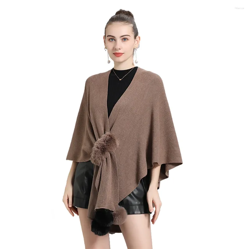 Scarves Women's Cashmere Feel Shawl Lady Hair Ball Knited Wrap Autumn Winter Vintage Cloak Classic Luxury Warm Coat Drop Ship Whlessale