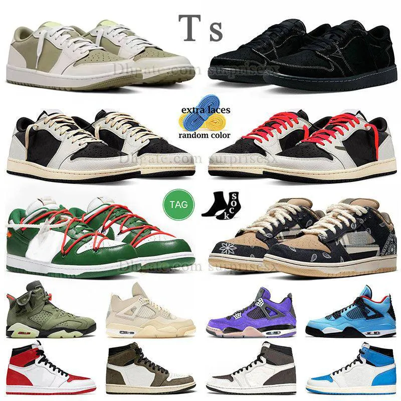 jumpman 1 lage basketbalschoenen heren designer sneakers golf traviss 1s og olijf zwart phantom fragment leer reverse mokka zwart katten 4s sail 4 ts j1 dhgate trainers