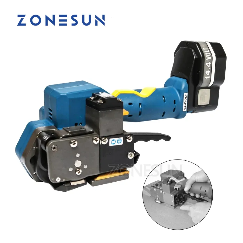 Zonesun Z323 Taşınabilir Elektrikli Çöpleme Aracı Pille Powered Pet/Plastik Sürtünme Kaynak El Aletleri 16-19mmpetpp kayışı