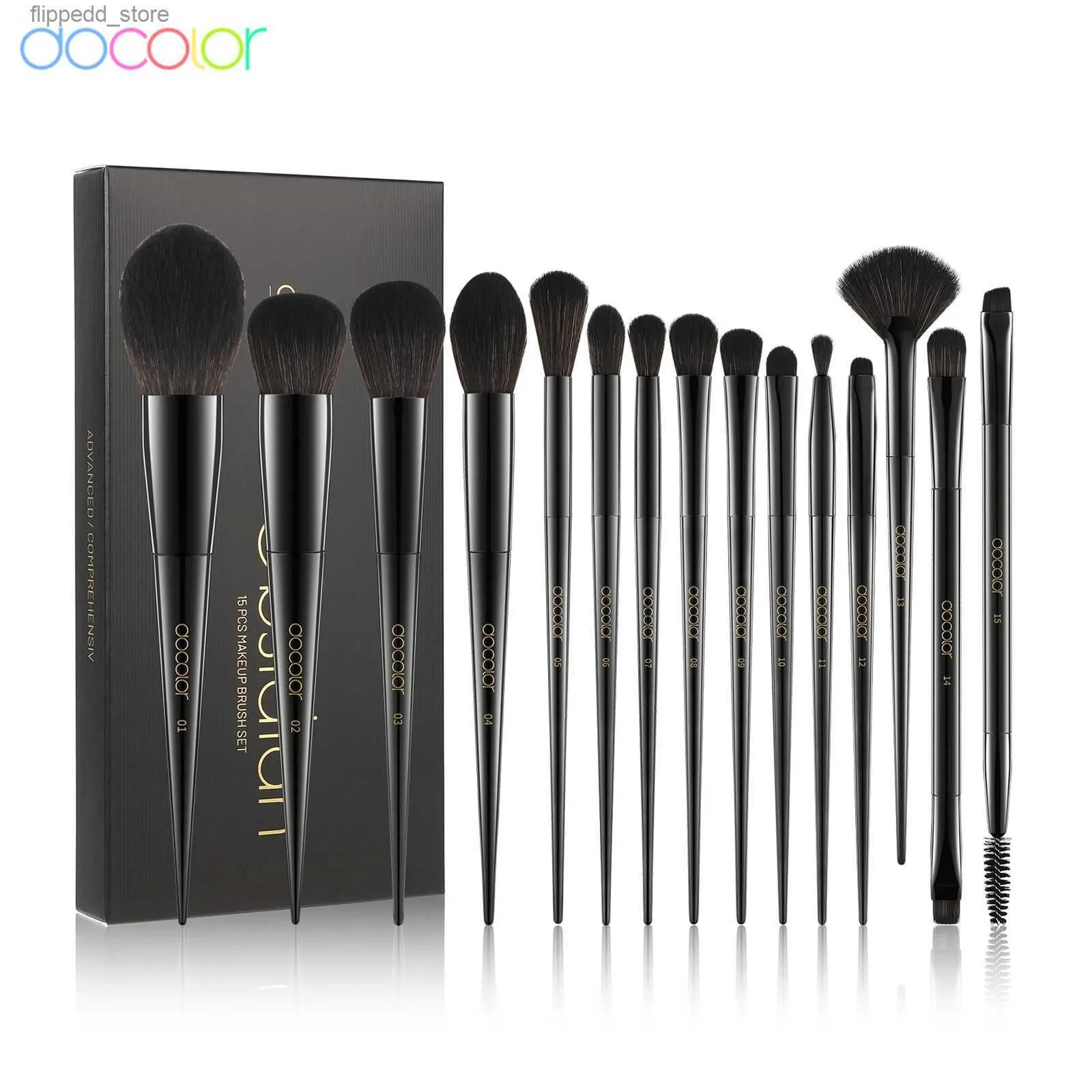 Make-up-Pinsel Docolor Lidschatten-Pinsel-Set, schwarze Augen-Make-up-Pinsel, Rouge, Concealer, Foundation, Lidschatten-Liner, Mischpinsel, kosmetische Werkzeuge, Q231110