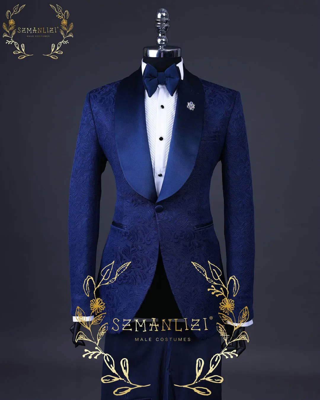 Abiti da uomo Blazer Abito da uomo su misura 2 pezzi Abito da sposa jacquard blu navy classico per uomo Smoking da sposo slim fit Costume Mariage Homme 230410