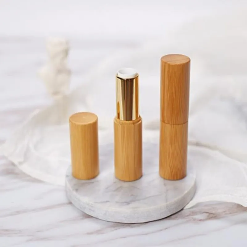 100 stcs bamboo lip gloss buis fles lipglazuur lege buis make -up bamboo ontwerp lege bruto container lippenstift diy cosmetische containers