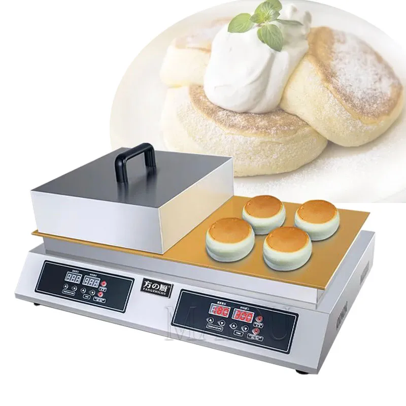 Double tête commerciale 110V 220V Souffle Maker Snacks Machine Cuivre Pan Chauffage rapide Fluffy Pancake Baker Souffler Machine