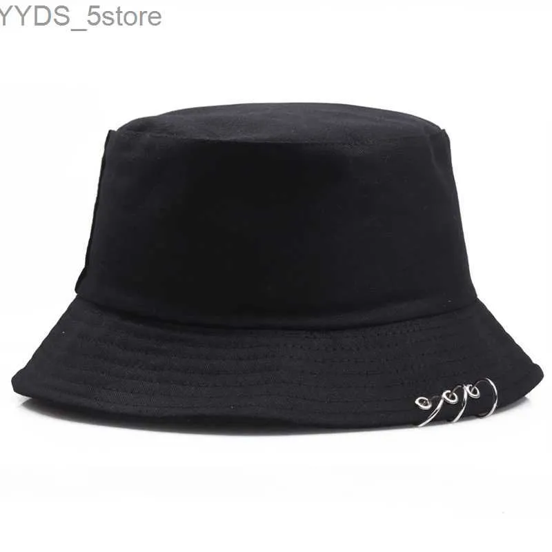 Breda randen hattar hink hattar fällbara fiske mössa fiskare utomhusjakt cool unisex järn ring hink hatt sommar höst mode fasta färg sol hatt yd105 yq231110