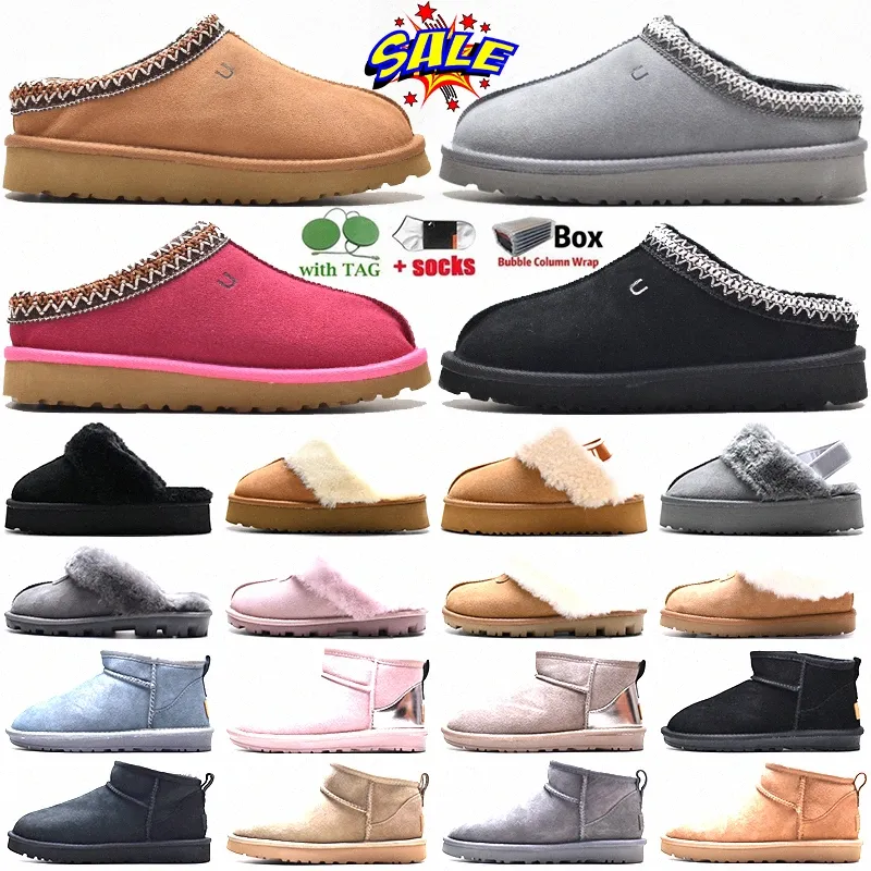 Designer Australia Pantofole Tazz Ciabatte in pelliccia Tasman Stivaletti classici da donna con plateau ultra mini Senape Slip-on Pelle scamosciata Misto lana Comfort Stivaletti invernali da uomo Tartz