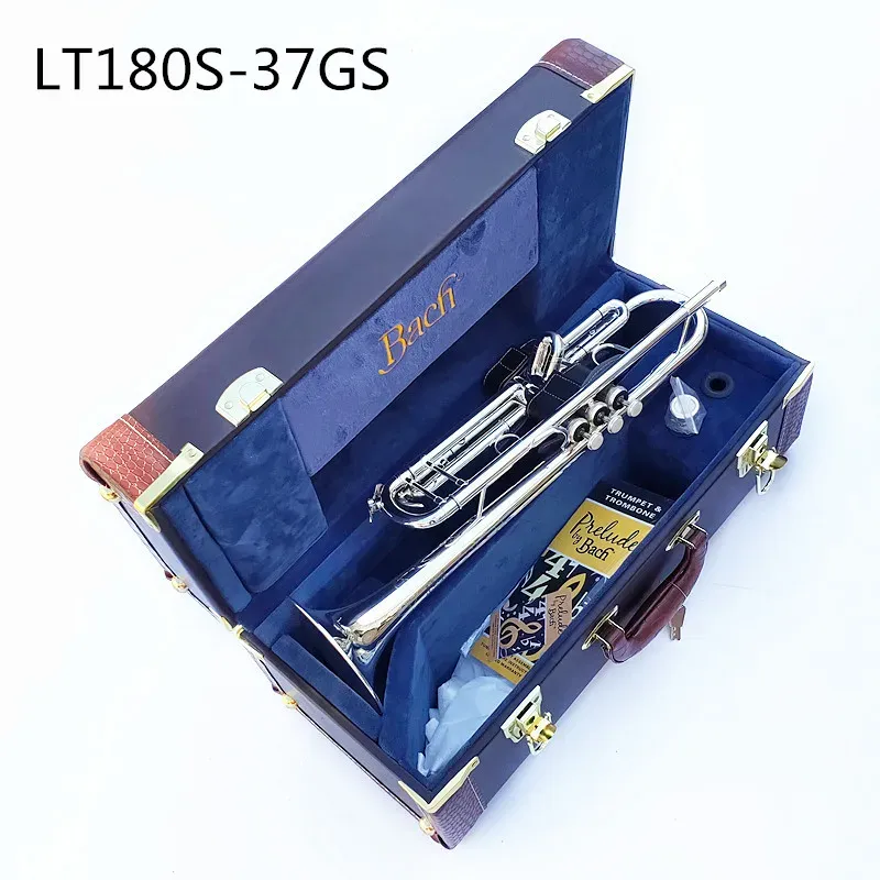 Högkvalitativ LT180S-37GS BB trumpet mässing Musikinstrument Silverpläterad bb trumpet med munstycke handskar Fall gratis frakt