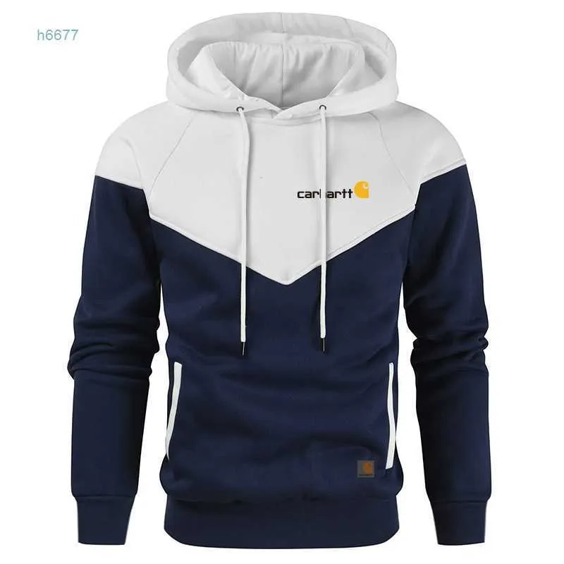 Moletom com capuz masculino novo contraste cor moda carhart suéter masculino e feminino casual casaco esportivo