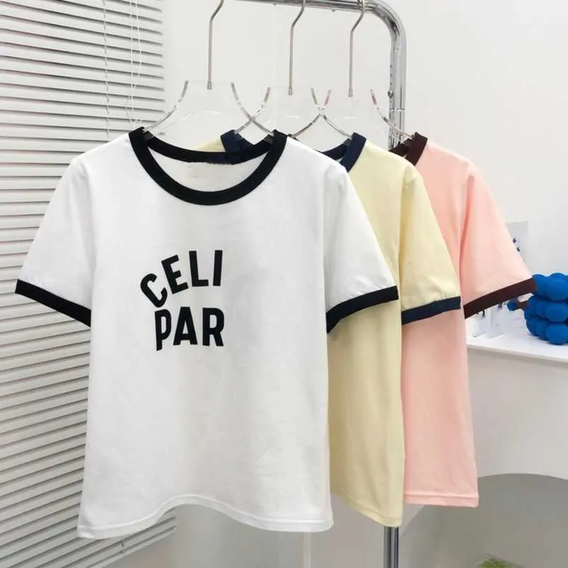 Womens Designer t shirt 2023 Summer High Edition SE Family Loose Simple Versatile Letter Round Neck Sleeve T-Shirt