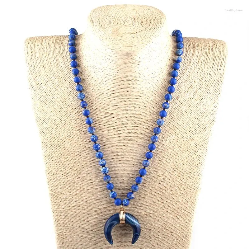 Collane con ciondolo Pietre impero semipreziose naturali di moda con ciondolo a croce Collana fatta a mano Gioielli da donna