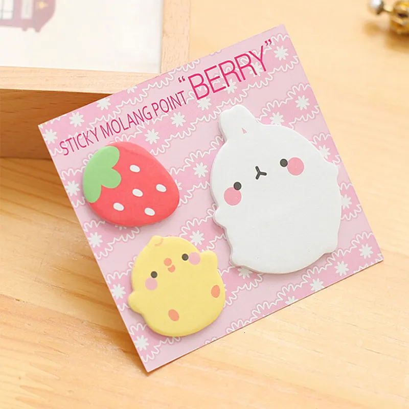 Notepads 1 Lytw Sticker Molang Note Cute Kawaii Cartoon Adhesive Notepad Office Supplies School Stationery 230408