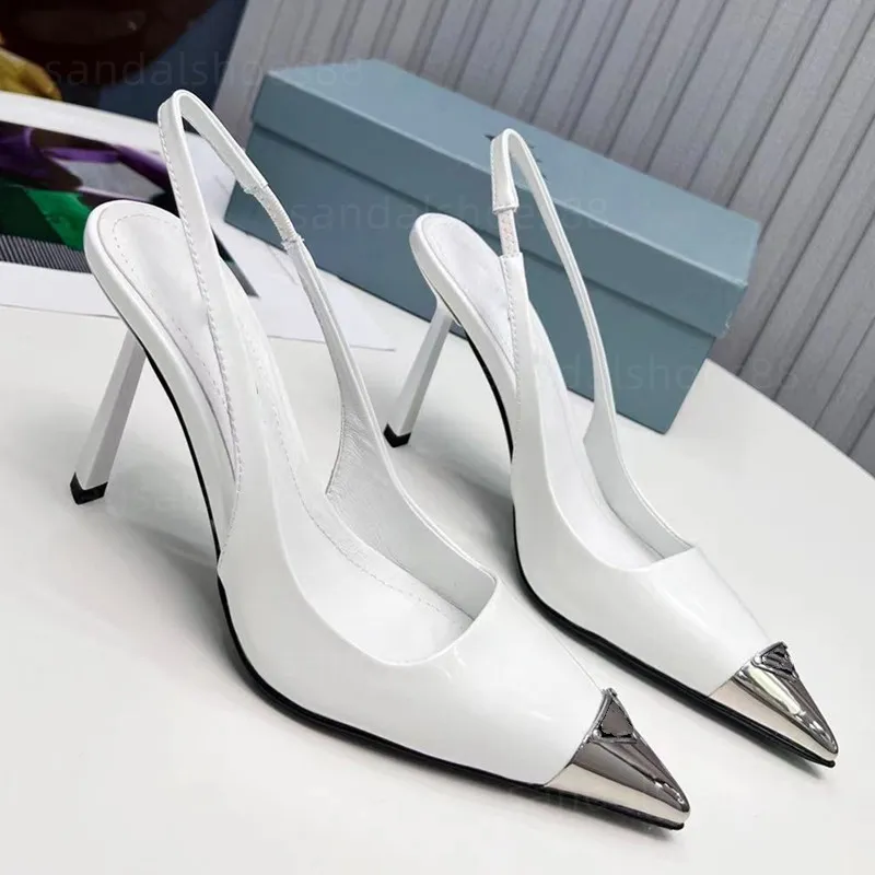 scarpe donna tacchi firmati slingback pompe pattino di vestito gattino tacchi alti acciaio punta a punta pompa sandali nero bianco rosa pompe donne tacchi