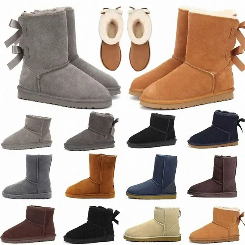 Australia boots designer Women snow ug Booties Bowtie Tasman Slippers Kids Tazz now Winter Sheepskin Ladies Platform Slipper Suede Wool Ankle