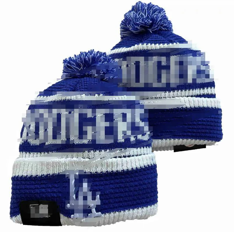 Herrmössor Dodgers Beanies Los Angeles Hats Alla 32 lag stickade manschetterade pom randig sidelinje WOMA USA College Sport Knit Hat Hockey Beanie Cap för Women's A8