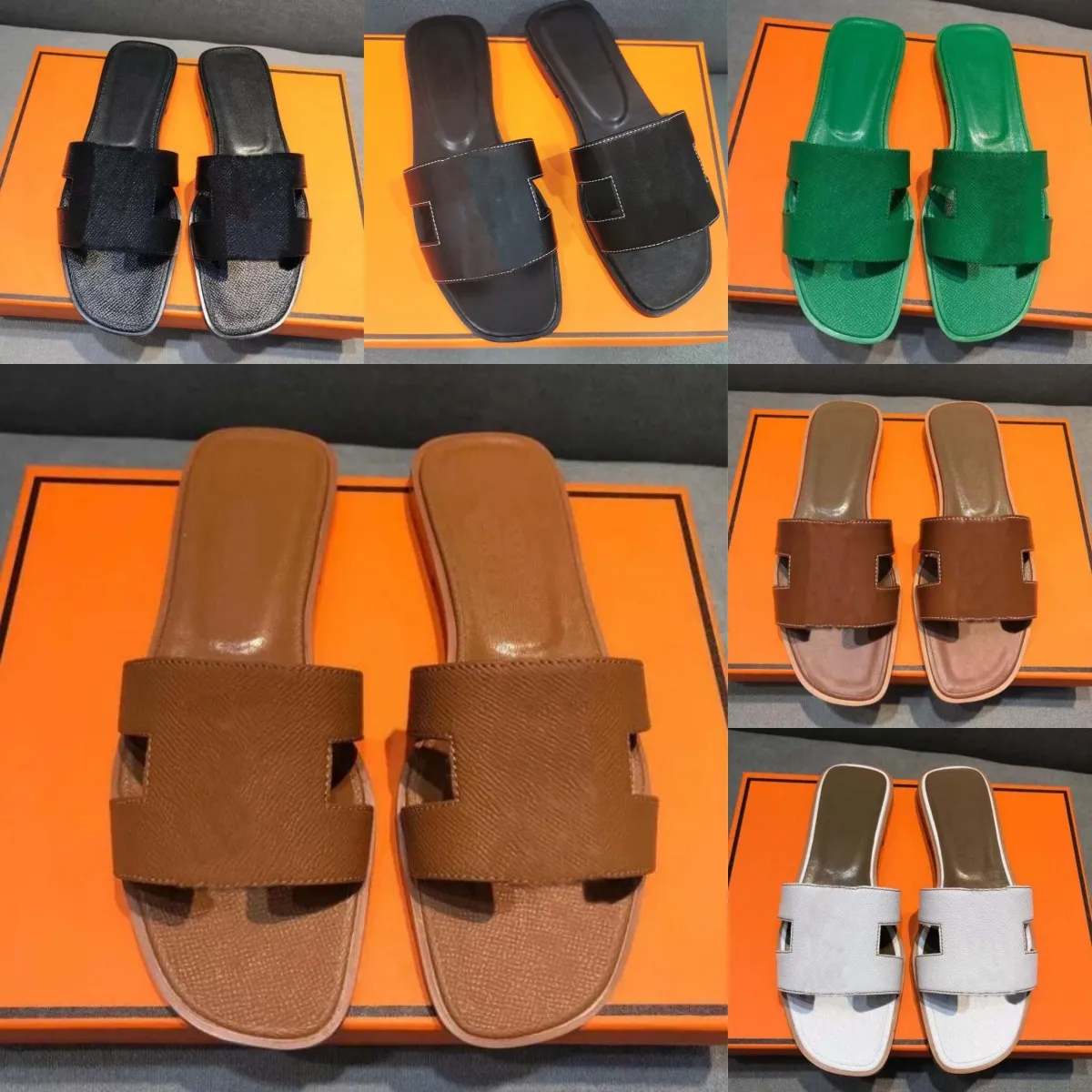 Nouvelles sandales Olan de créateur, sandales orange décontractées en cuir pour femmes, chaussures de plage, chaussures de gelée, taille de boîte d'origine 35-42