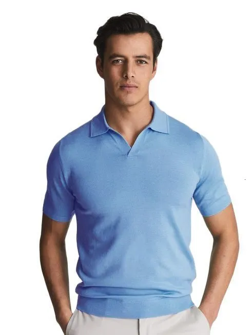 Camisetas De Hombre 100 Lana De Merino Polo Camiseta De Manga Corta De Punto Con Cuello