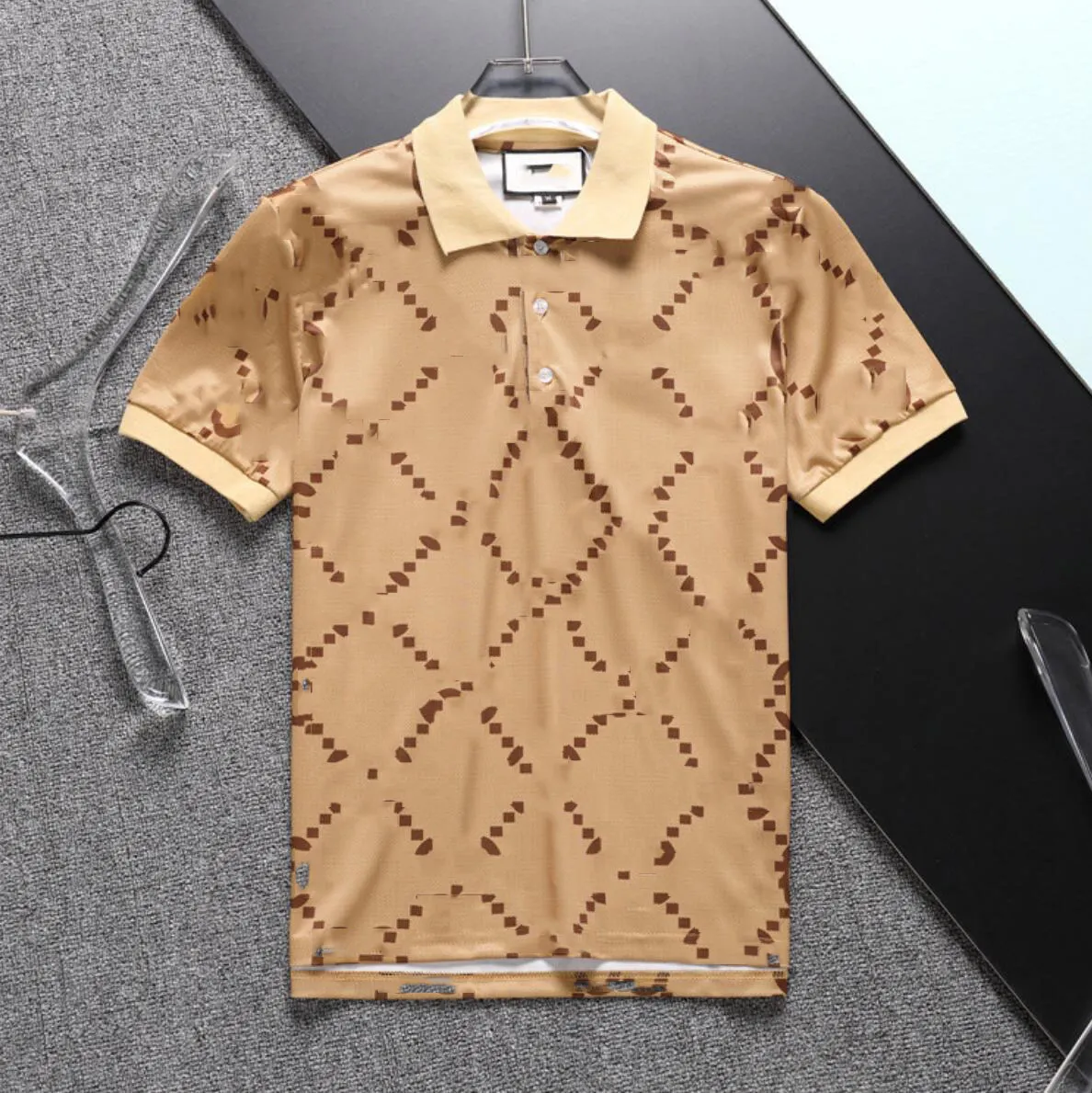 2023 Designer Mens Polo Shirts designer T shirt High Street Letter Solid color lapel polos Garter Printing Top Cottom Clothing Tees Polos decoration