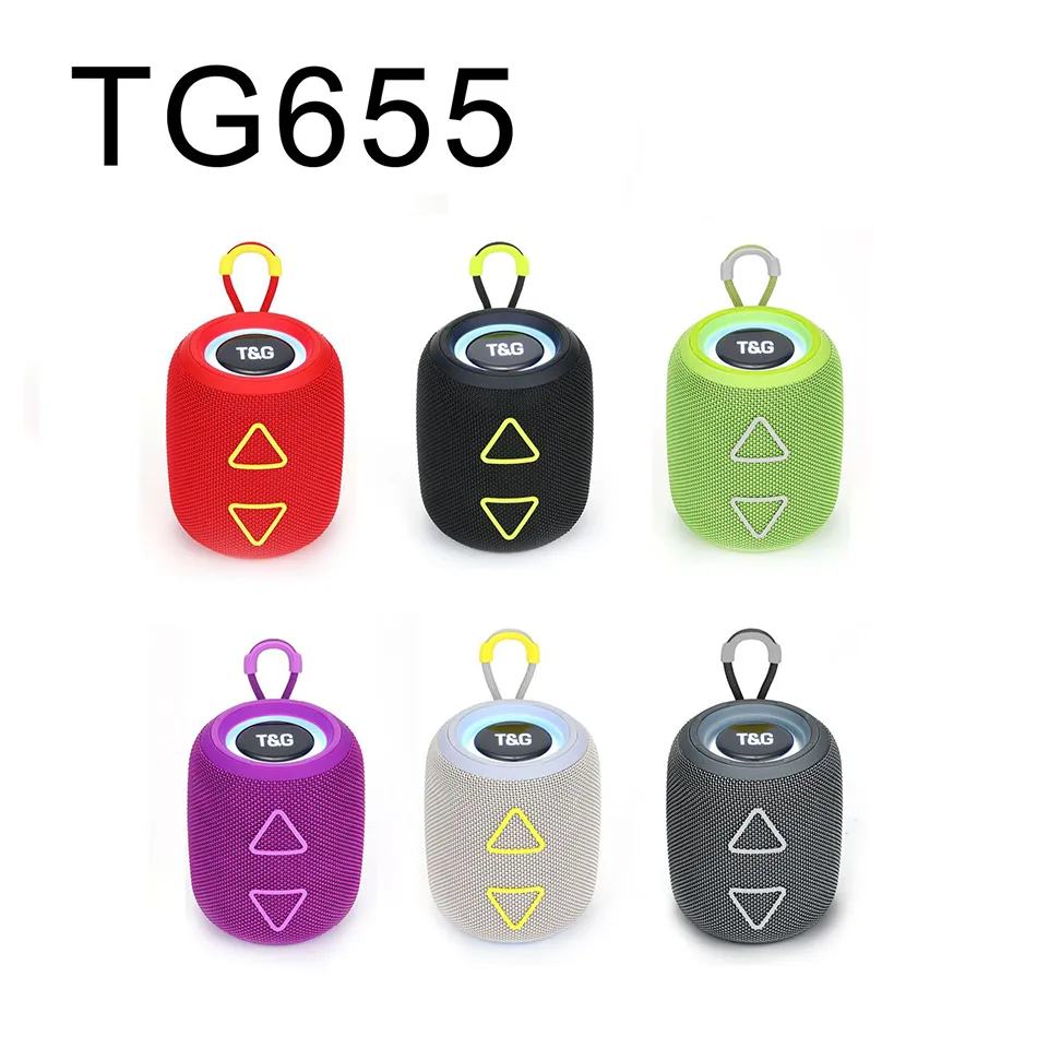 New TG655 Portable Bluetooth Speaker Wireless Speakers LED 1200mAh Waterproof Mini Bass Column Boombox AUX TF BT Loudspeaker