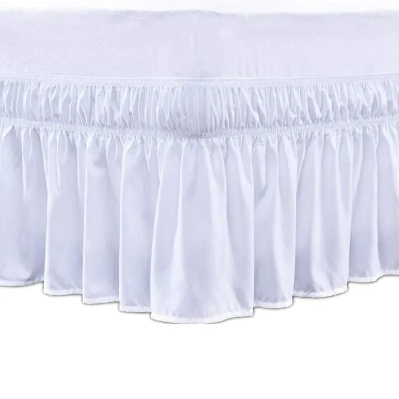 Sängkjol Wrap Around Ruffled Lace Solid Color Machine Washable Wrinkle Free Bedskirt Frame Cover med justerbara bälten