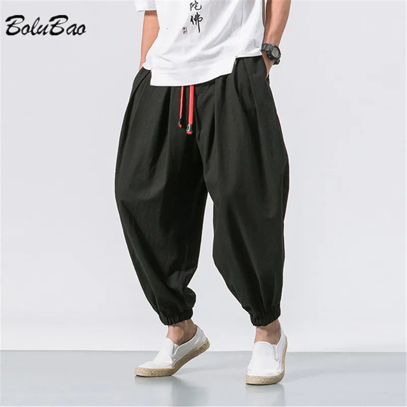 Herenbroek Bolubao Spring Men Losse harembroeken Chinese linnen overgewicht Zitte Broek Hoge kwaliteit Casual merk Oversized broek Man 230410