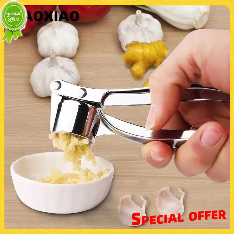 New Stainless Steel Garlic Press Crusher Kitchen Accessories Cooking Vegetables Ginger Squeezer Masher Handheld Mincer Tools Cocina