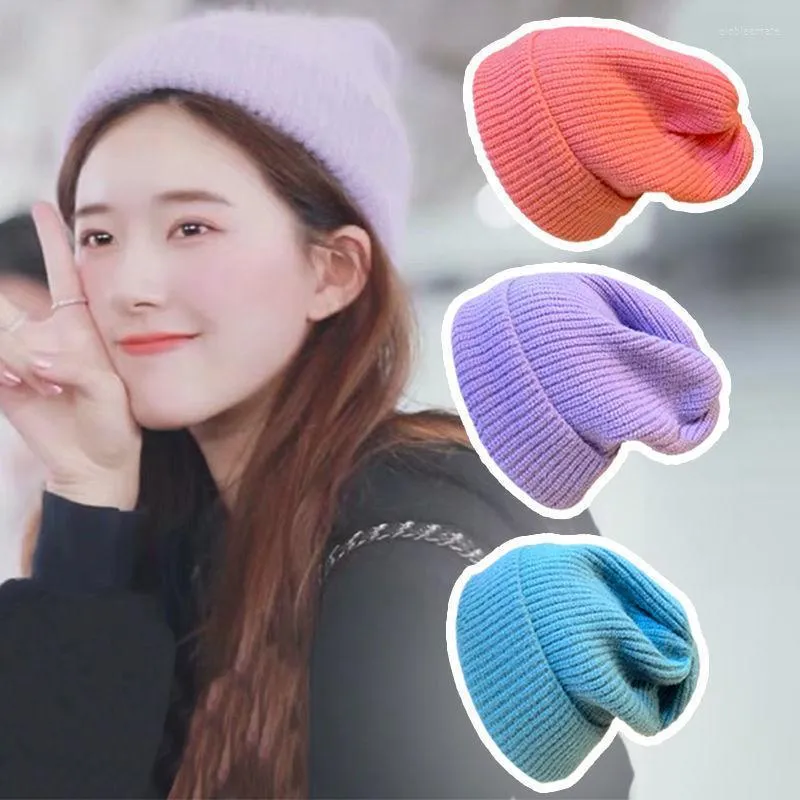Beanies Beanie/Skull Caps Hat Women Winter Sticked mångsidig koreansk version söt ökning Set Huvud curling kant varm student ull