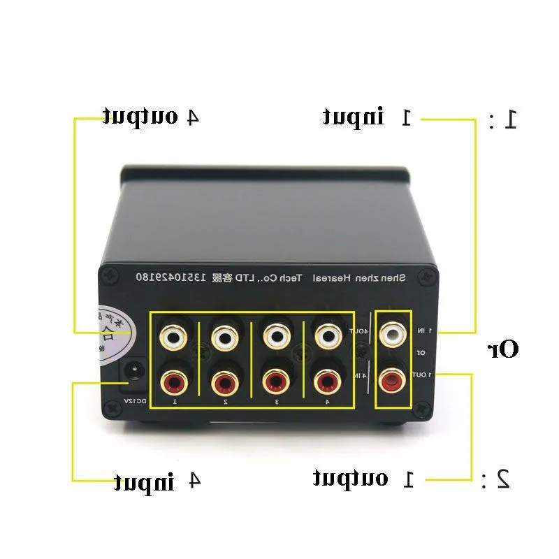 Freeshipping 4 wejście 1 wyjście/ 1 wejście 4 Dwukierunkowe przełącznik przełącznika sygnału audio SLICTER SELECTOR Z SELECTOR RCA AC100V-240V L1-002 GJDDU