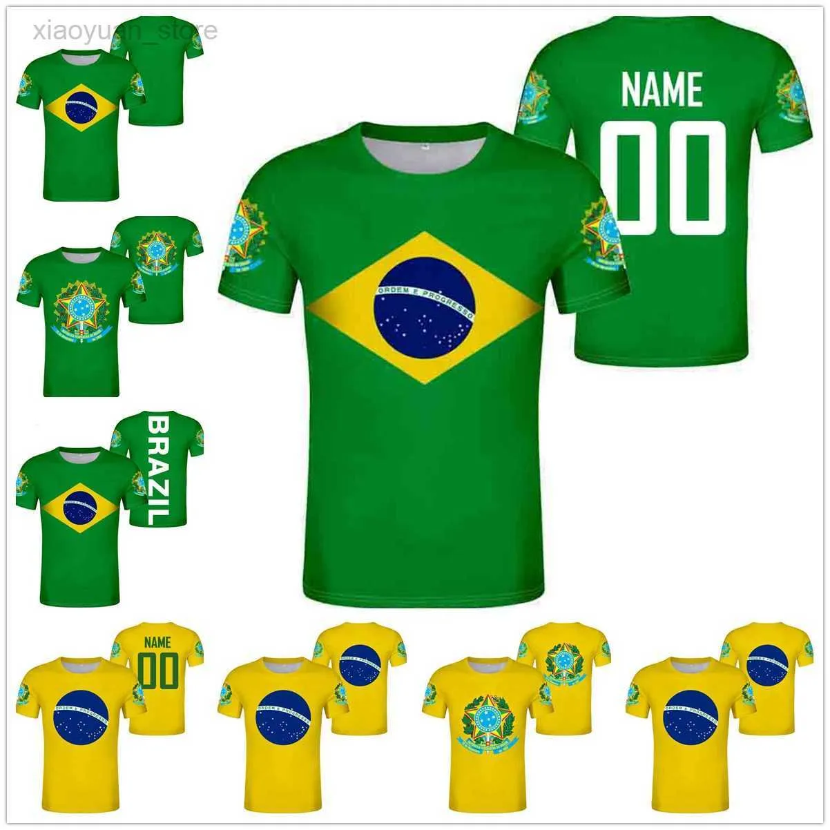 Die T-Shirts der Männer Kundenspezifisches Fußball-Hemd-Brasilien-T-Shirt Personalisieren Sie jede beliebige Namensnummer für Männer-Frauen-Jugend-Geschenke M230409