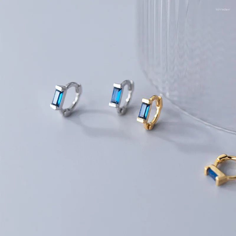 Серьги-гвоздики MloveAcc, простые синие геометрические циркониевые пряжки для ушей для женщин, натуральное серебро 925 пробы, мужские ювелирные изделия в стиле рок