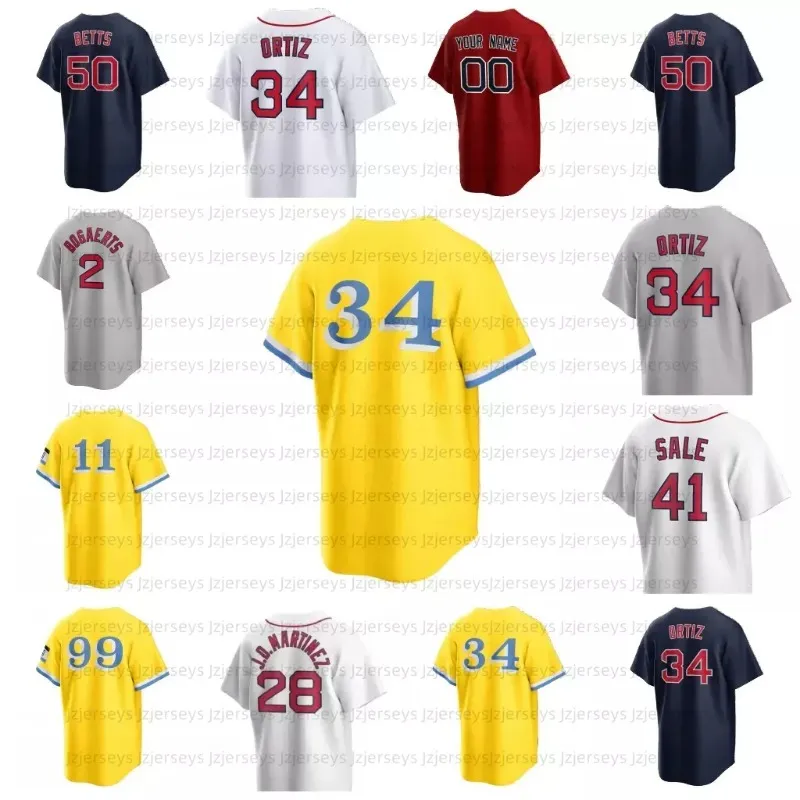 10 Trevor Story 34 David Ortiz Big Papi Camisa de beisebol Ted Williams Martinez Chris Sale Bogaerts 11 Rafael Devers 7 Vazquez Camisa de beisebol