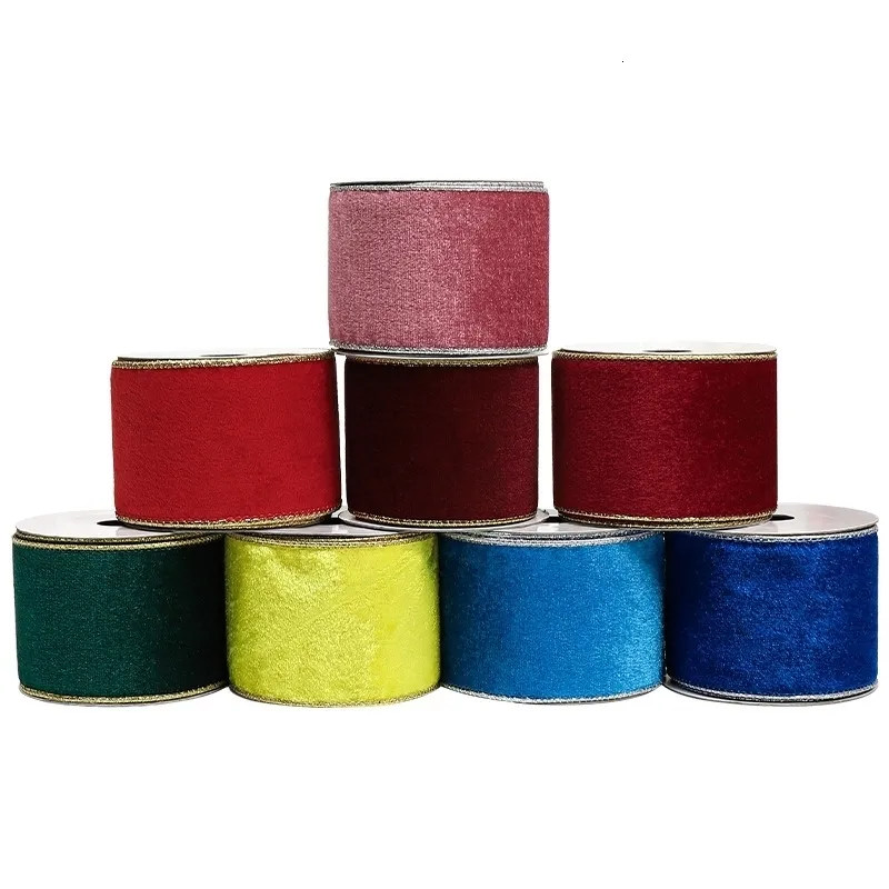 Gift Wrap 6M 10yards Groen Rood Fluwelen Linten Massaal Wired Kerst Ribon Cintas voor Bogen Naaien Ambachten Ornament 231109