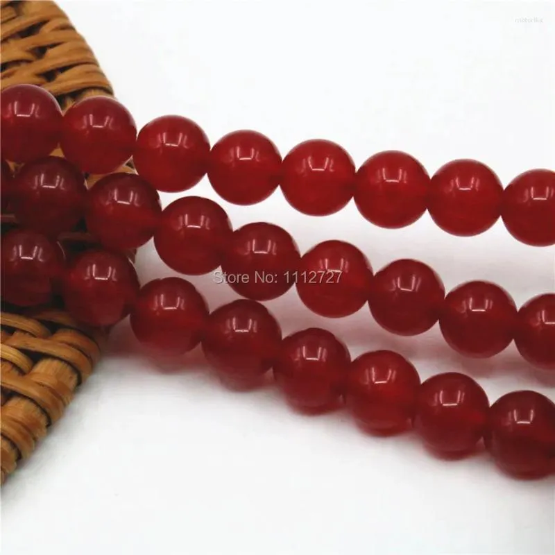 Perles 4 6 8 10 12mm, accessoire artisanal, pierre de calcédoine rouge, ample, ronde, fabrication de bijoux, 15 pouces, cadeau de noël pour femmes