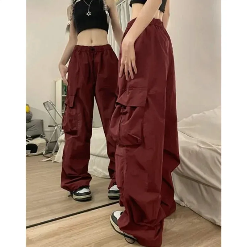 Pantalons pour femmes Capris rétro Cargo pantalon femmes Y2k Streetwear vêtements de travail décontracté Baggy pantalon droit mode jambes larges poches Joggers pantalon 231109