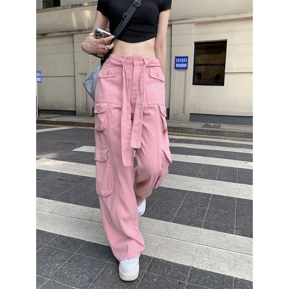 Pantalon Femme S Y2k Poches Cargo Femme Droite Pleine Longueur Haruku Vintage 90S Pantalon Esthétique Jambe Large Baggy 2023 230410Mm01