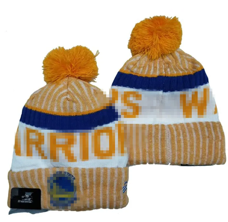 Herrmössor Golden States Beanies Warriors Beanie Hatts Alla 32 lag Sticked Cuffed Pom randig sidelinje WOMA USA College Sport Stick Hat Hockey Cap för Women's A3