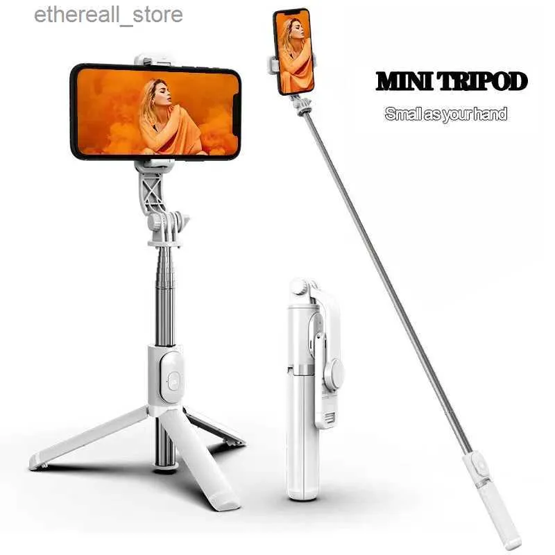 Selfie Monopods 2 Unids / lote Telescópico Inalámbrico Selfie Stick Plegable Mini Trípode Bluetooth Control Remoto Para IOS Android Smartphones Soporte Q231110