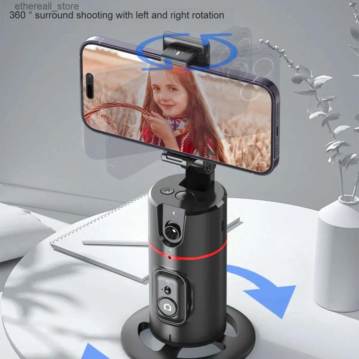 Selfie Monopods Mini Handheld Gimbal Stabilizatör Akıllı Yüz İzleme Kablosuz Sopalı Sopa Subtodu Tripod Telefon Tutucu Canlı için Çıkarılabilir Dolgu Işığı ile Q231110