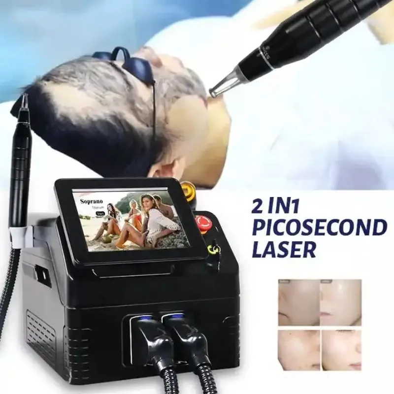 2in1 diode laser picoseconde tattoo verwijdering epilator 808 diode laser ontharing 3 golflengte 755 nm 808nm 1064nm pico permanent