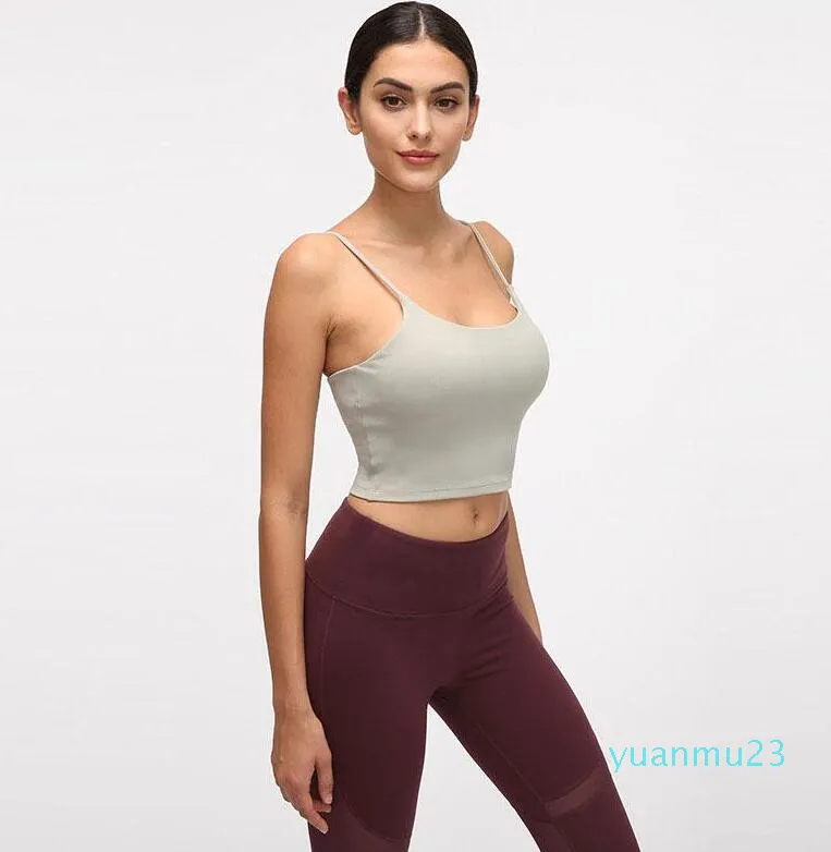 L-83A Soutien-gorge de yoga de couleur unie pour femmes, coupe ajustée, soutien-gorge de sport, gilet de fitness, sous-vêtements sexy, 22 coussinets de poitrine amovibles, respirant, doux, évacuant la transpiration, débardeurs pour l'entraînement