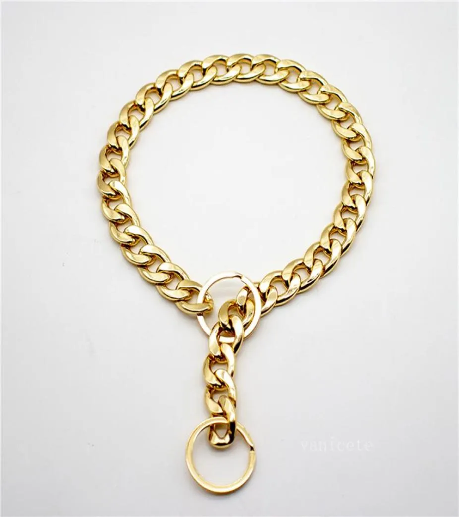 Hundhalsar metall stor guld färgkedja sommar husdjur mode tillbehör bulldogg krage små hundar husdjur halsband zc495209n7146881