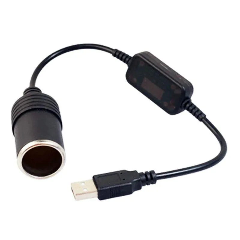 Câble d'alimentation et prise allume-cigare mâle femelle adaptateur convertisseur accessoires électroniques de voiture 1pc 5V 2A USB à 12V portable c Jegh