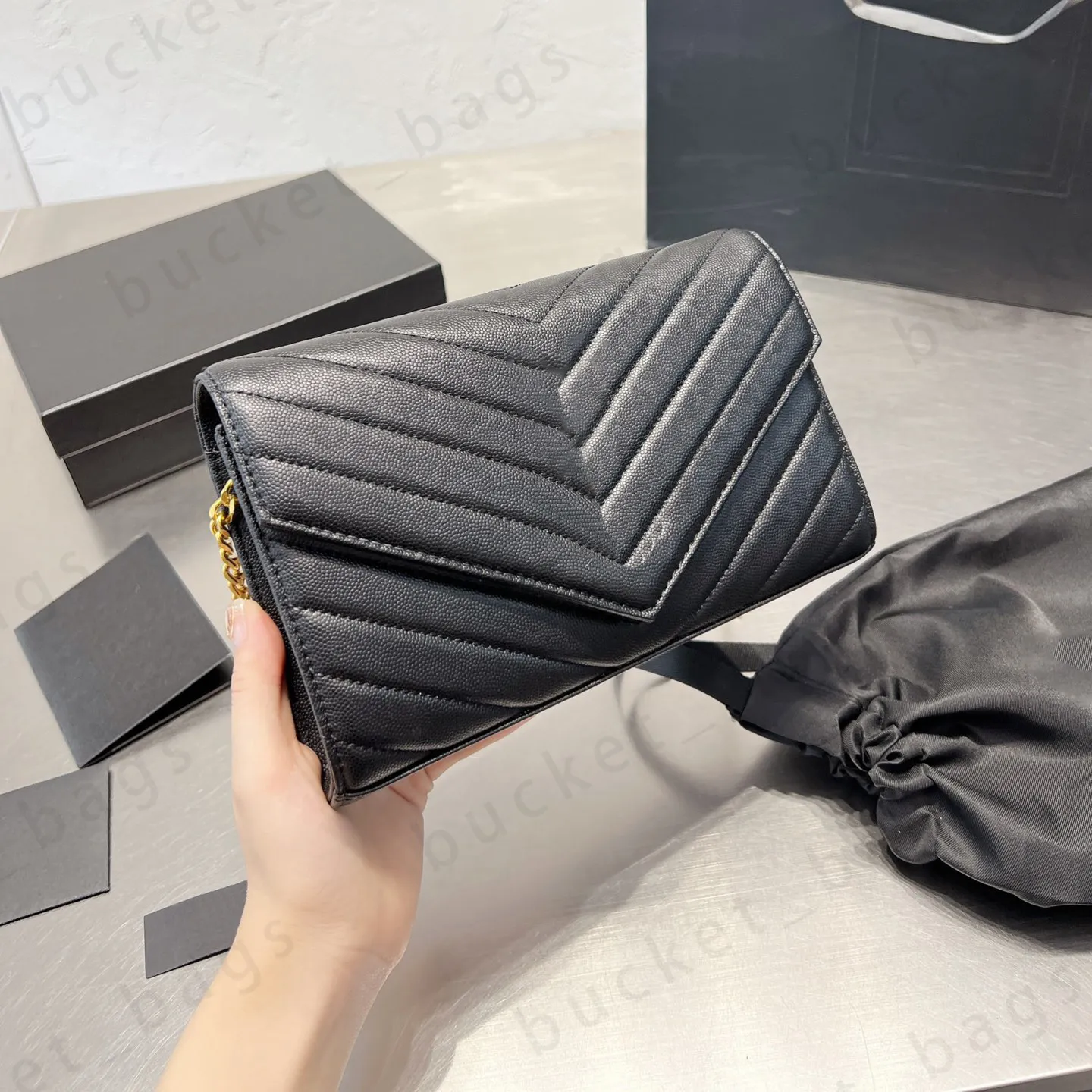 Luxus-Designer-Taschenkette Cross Body geprägtes Leder Brieftasche Schultertasche Damen Umschlag Handtaschen