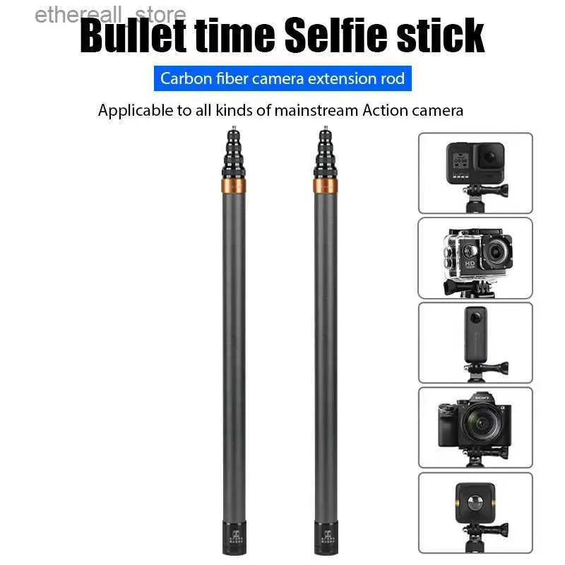 Selfie Monopods para Insta360 Fibra de Carbono Invisível Selfie Stick 290cm Câmeras de Vídeo de Ação Estendida Selfie Sticks Fibra de Carbono Go Pro Stick Q231110