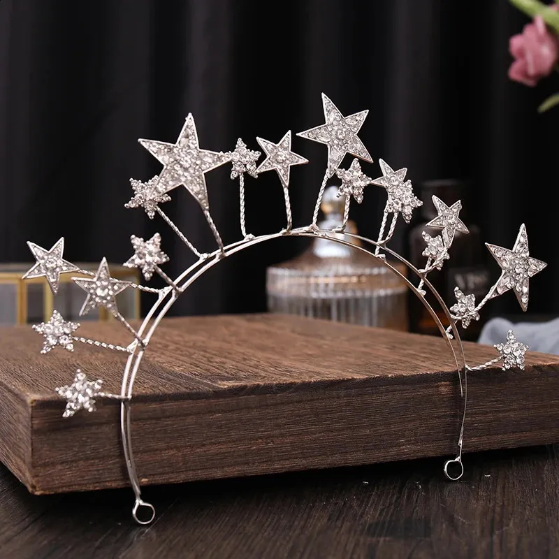 Silver Tiara Headband with Stars - Princess Queen Crowns for  display picture 2